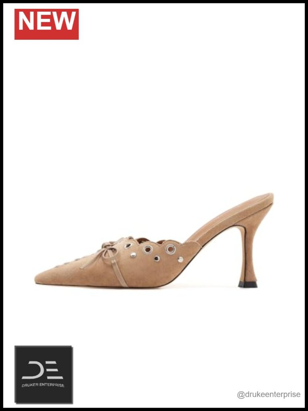 Suede Kitten Heel Mules Pointed Toe Bow Stiletto Slip On